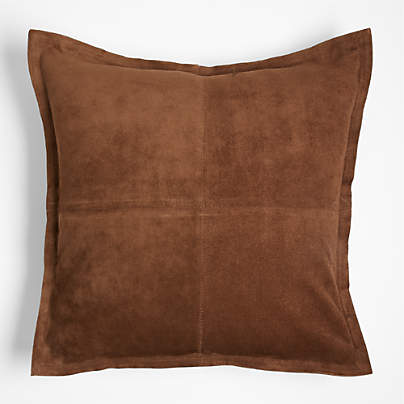 Hyde Pieced Suede 23"x23" Brown Throw Pillow Cover