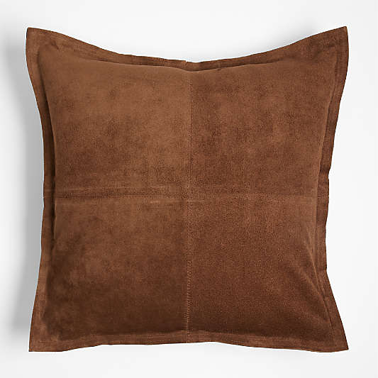 Hyde Pieced Suede 23"x23" Brown Throw Pillow