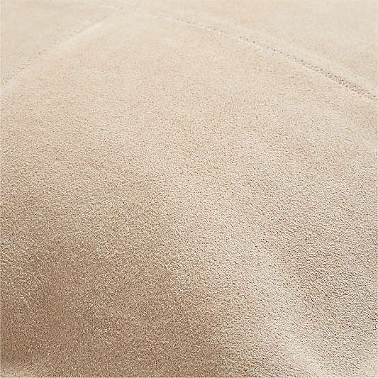 Hyde Pieced Suede 23"x23" Cream Throw Pillow with Down-Alternative Insert