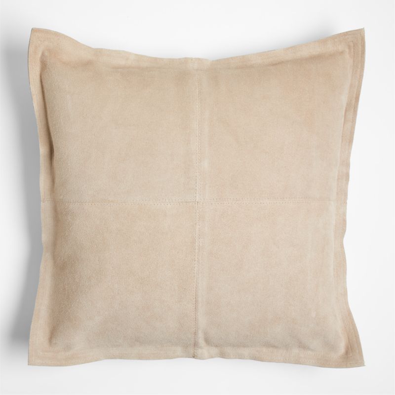 Hyde Pieced Suede 23"x23" Cream Throw Pillow Cover