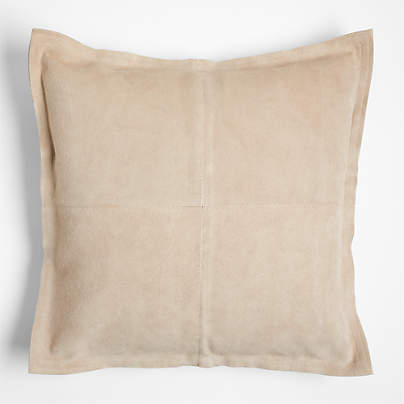 Hyde Pieced Suede 23x23 Cream Throw Pillow Cover