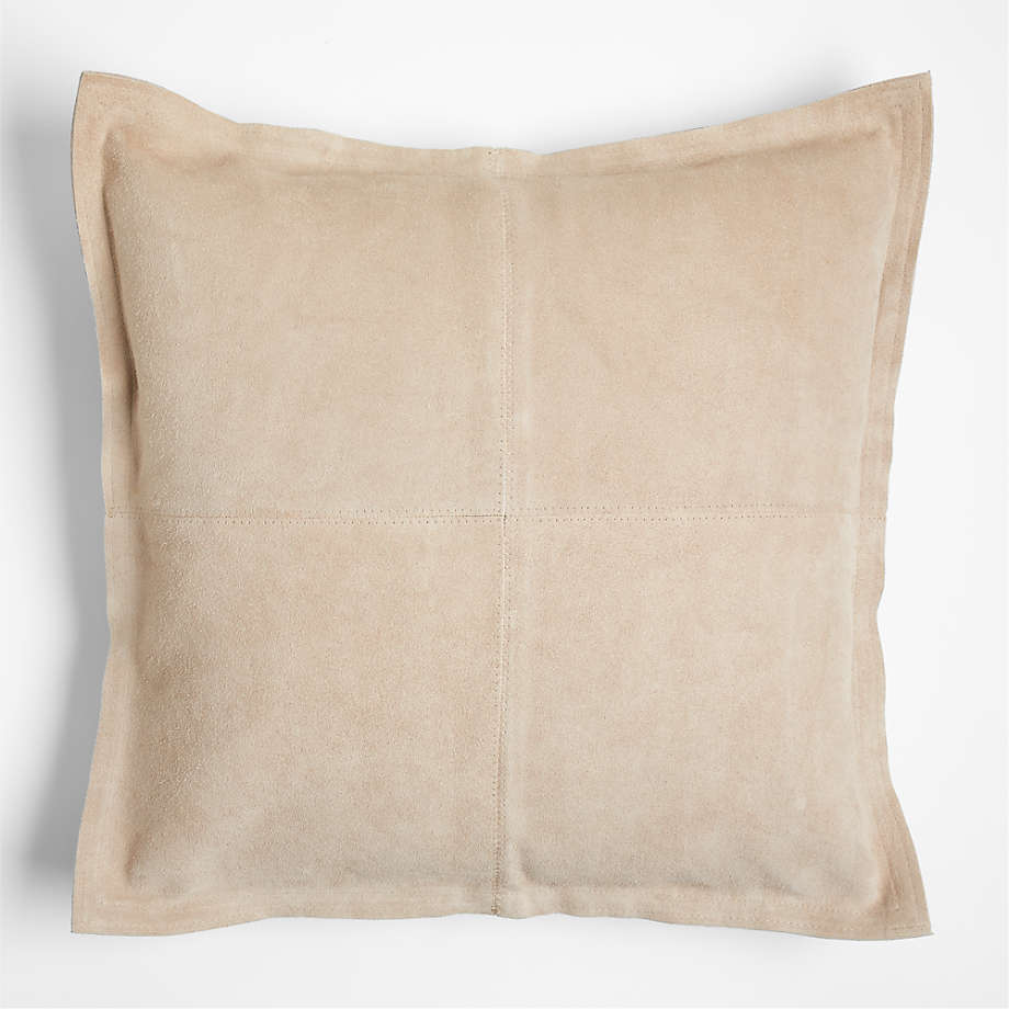Hyde Pieced Suede 23"x23" Cream Throw Pillow with DownAlternative