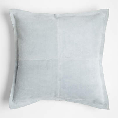 Hyde Pieced Suede 23"x23" Light Grey Throw Pillow Cover