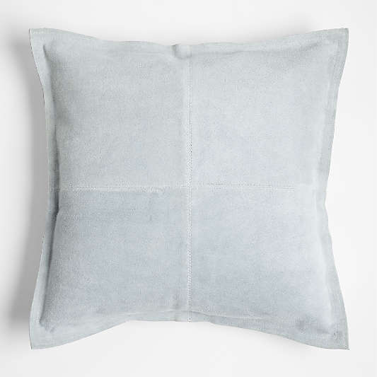 Hyde Pieced Suede 23"x23" Light Grey Throw Pillow