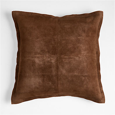 View Hyde Pieced Suede 23x23 Brown Throw Pillow with Down-Alternative Insert details