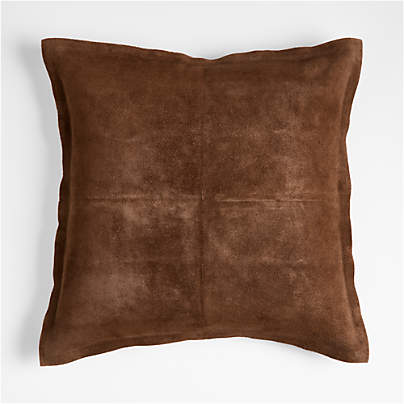 Hyde Pieced Suede 23x23 Brown Throw Pillow Cover