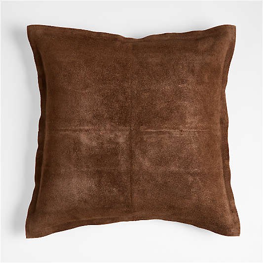 Hyde Pieced Suede 23"x23" Brown Throw Pillow
