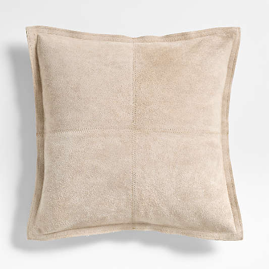 Hyde Pieced Suede 23"x23" Cream Throw Pillow Cover