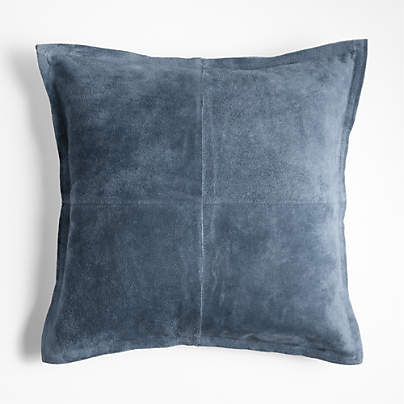 Hyde Pieced Suede 23"x23" Coy Blue Throw Pillow Cover