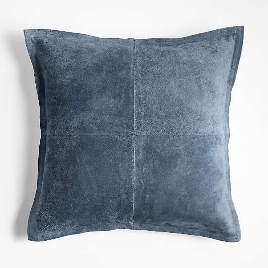 Hyde Pieced Suede 23"x23" Coy Blue Throw Pillow