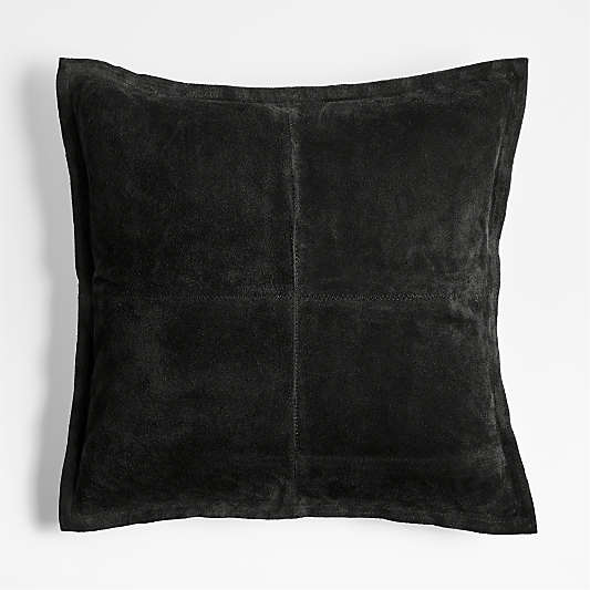 Hyde Pieced Suede 23"x23" Smoky Black Throw Pillow