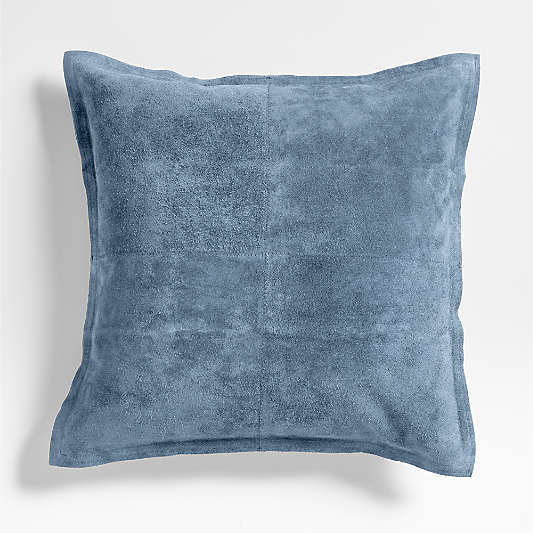 Hyde Pieced Suede 23"x23" Coy Blue Throw Pillow