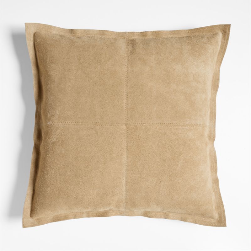 Hyde Pieced Suede 23"x23" Camel Tan Throw Pillow Cover