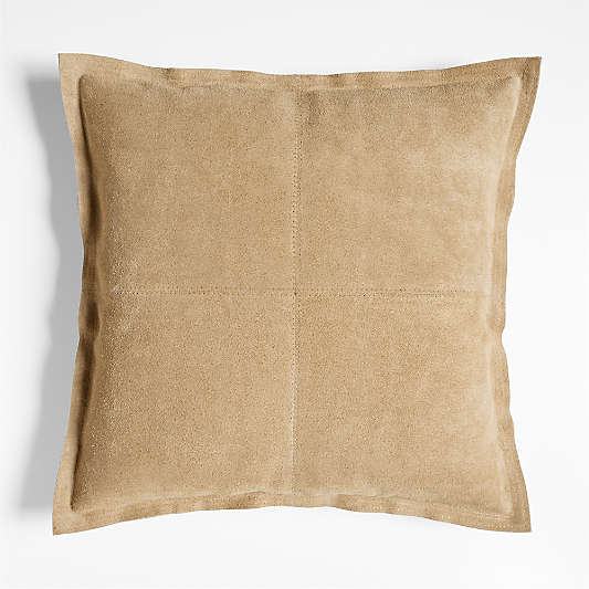 Hyde Pieced Suede 23"x23" Camel Tan Throw Pillow