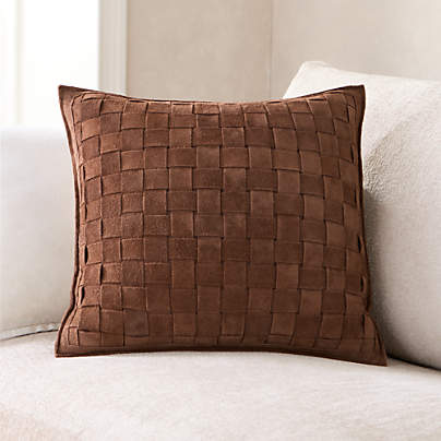 Hyde Woven Suede 20"x20" Brown Throw Pillow Cover