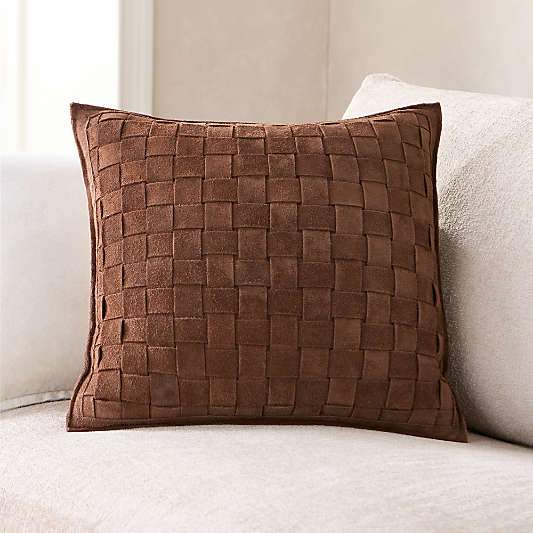 Hyde Woven Suede 20"x20" Brown Throw Pillow Cover