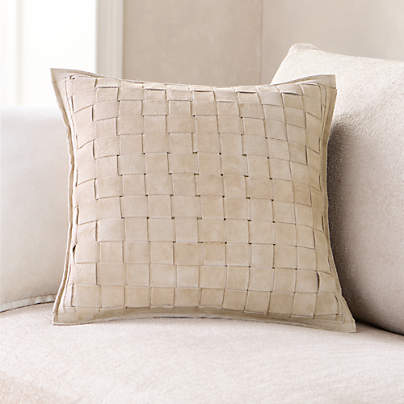 Hyde Woven Suede 20"x20" Cream Throw Pillow Cover