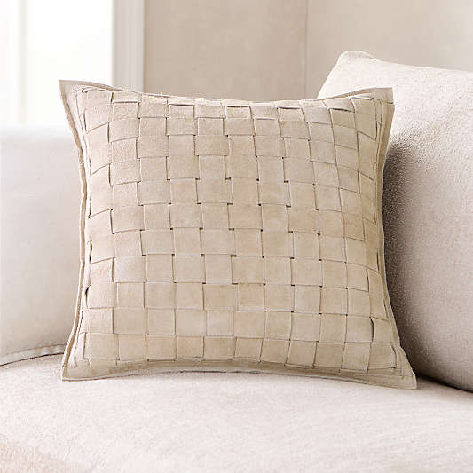 Hyde Woven Suede 20"x20" Cream Throw Pillow Cover