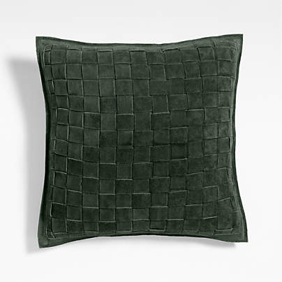 Hyde Woven Suede 20"x20" Pine Green Throw Pillow with Feather Insert