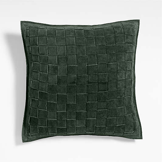 Hyde Woven Suede 20"x20" Pine Green Throw Pillow with Down-Alternative Insert