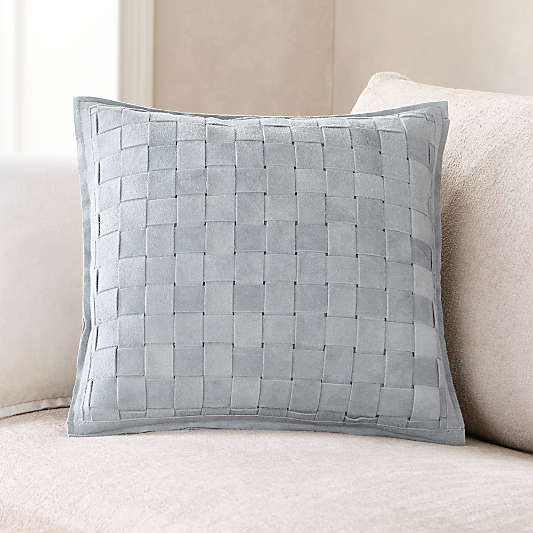Hyde Woven Suede 20"x20" Light Grey Throw Pillow