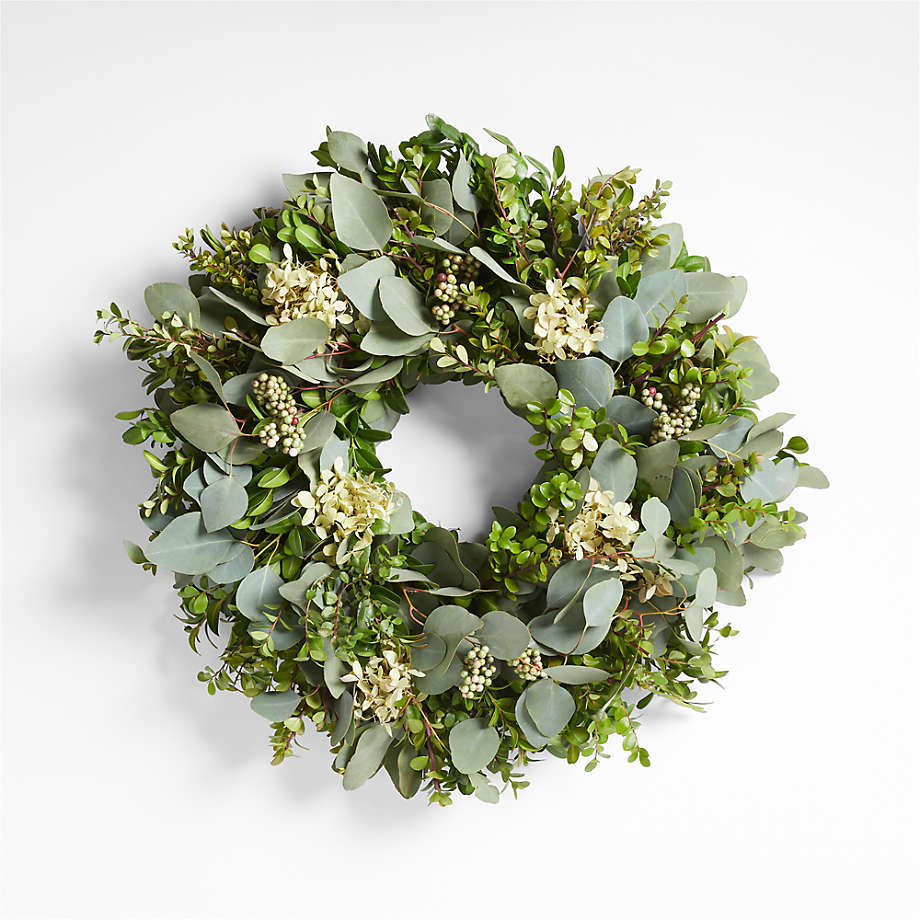 Live Hydrangea Berry Wreath 18" + Reviews | Crate & Barrel