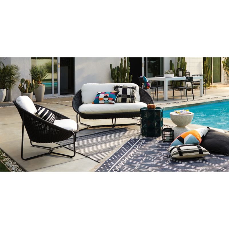 Morocco 62" Graphite Oval Outdoor Loveseat with White Cushion - image 3 of 17