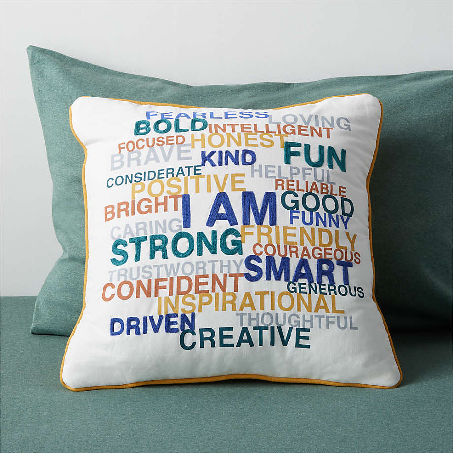 "I Am" Embroidered Kids Throw Pillow