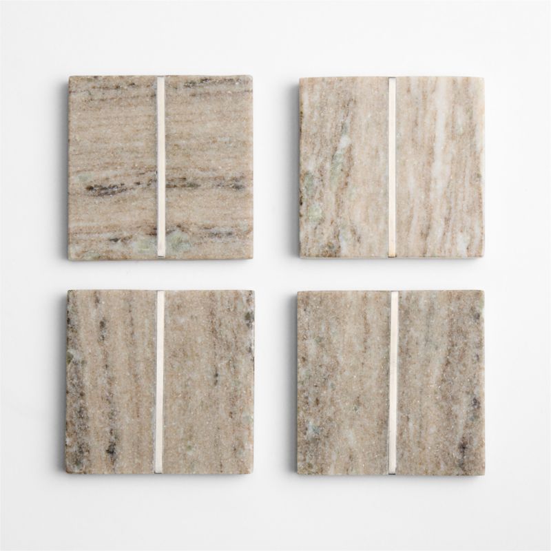 Tuscan Kitchen Marble "I" Monogram Coasters, Set of 4 - image 3 of 4