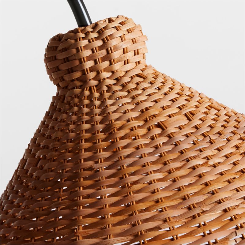 L'Union Black Metal Arc Floor Lamp with Rattan Shade by Athena Calderone - image 9 of 14