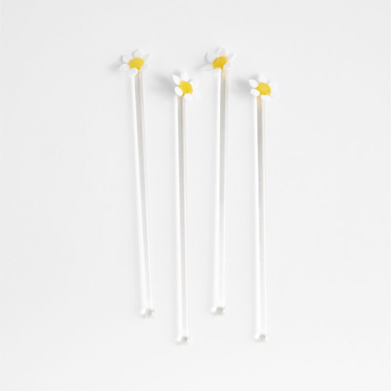 Daisy Icon Glass Drink Stirrers, Set of 4 - image 0 of 2