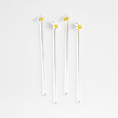 View Daisy Icon Glass Drink Stirrers, Set of 4 details