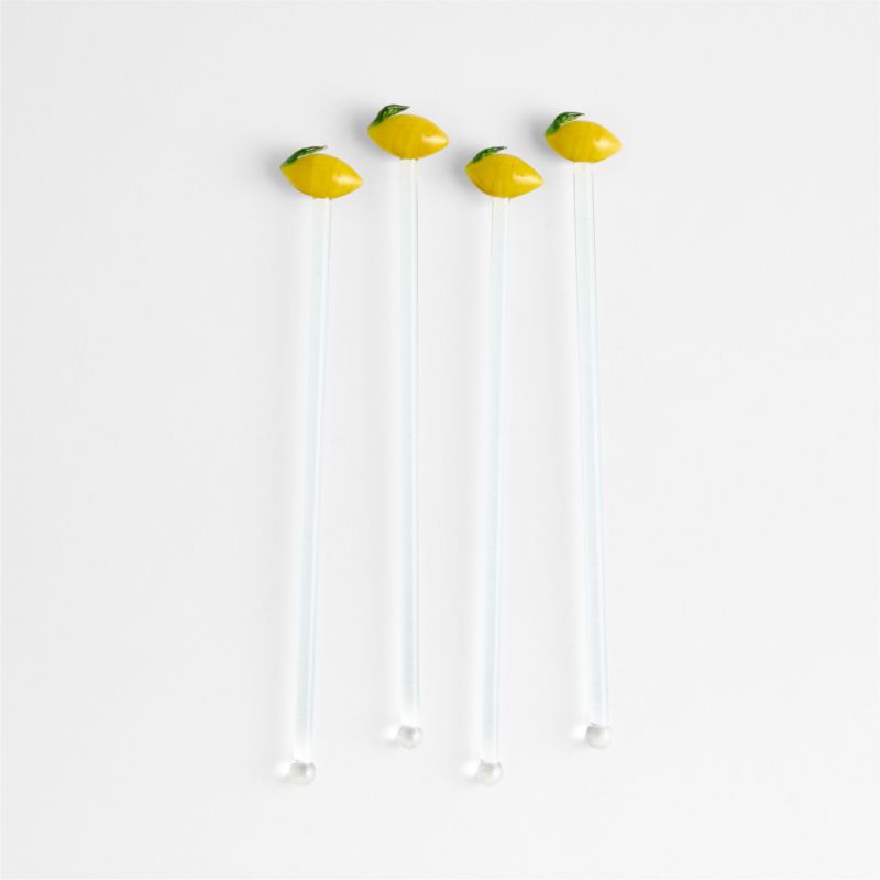 Lemon Icon Glass Drink Stirrers, Set of 4 - image 0 of 2