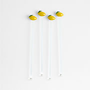 Lemon Icon Glass Drink Stirrers, Set of 4