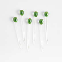 Olive Icon Glass Martini Picks, Set of 6 + Reviews | Crate & Barrel
