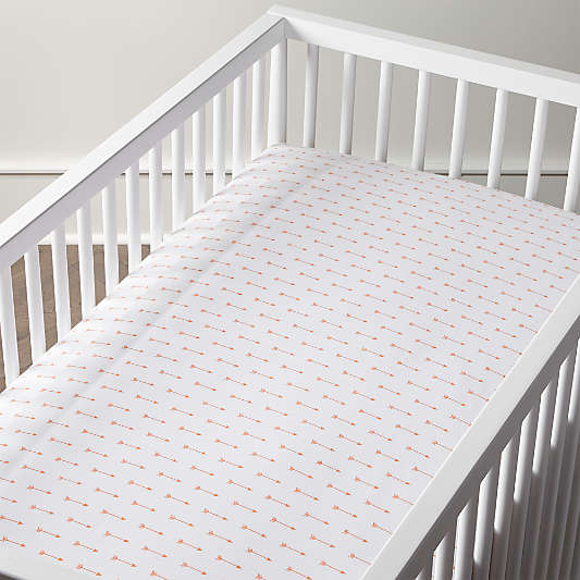 Organic Orange Arrow Crib Fitted Sheet