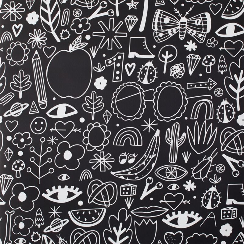 Chasing Paper White and Black Icons Removable Wallpaper 2'x12' - image 2 of 5