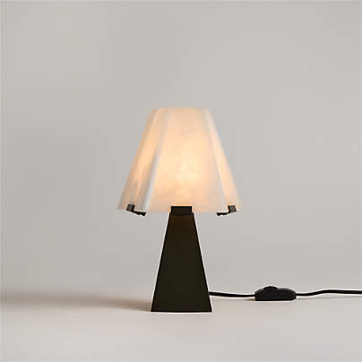 Idealist Metal Mini Table Lamp with Alabaster Shade 15", Set of 2