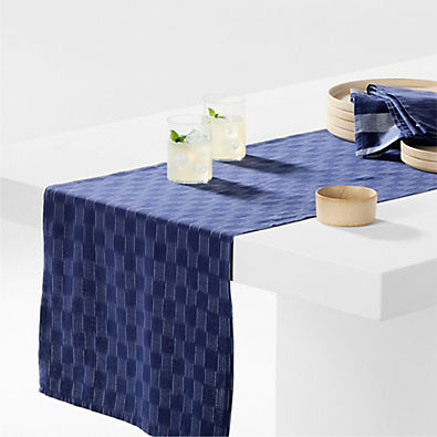 View Ikat 120" Indigo Organic Cotton Runner details