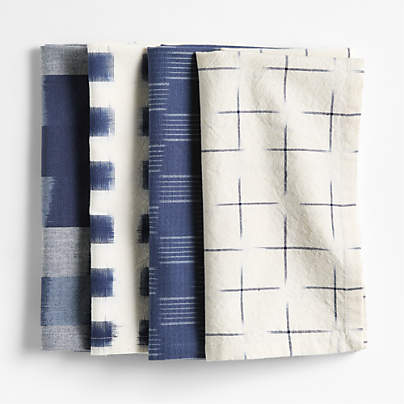 Ikat Indigo Organic Cotton Dinner Napkins, Set of 4