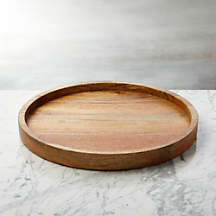 Ike Wooden Round Decorative Tray 15" + Reviews | Crate & Barrel