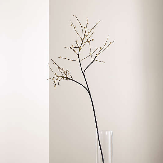 Faux Ilex White Berry Stem Branch 39"