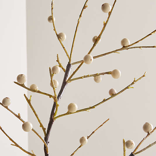 Faux Ilex White Berry Stem Branch 39"