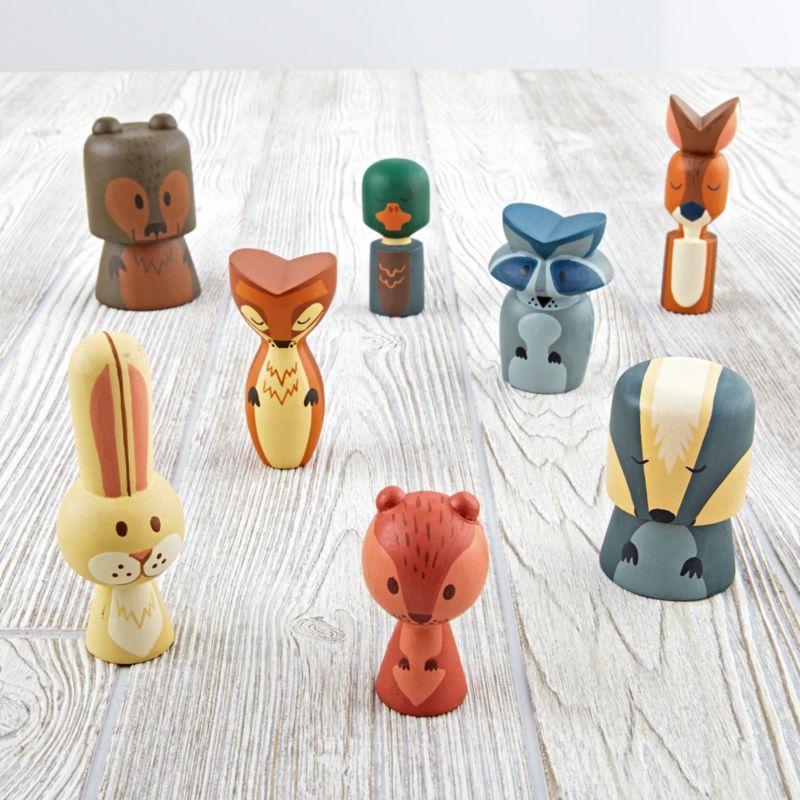 Kids Hand-Carved Wooden Animal Toys, Set of 8 + Reviews