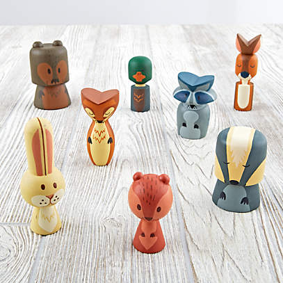 Kids Hand-Carved Wooden Animal Toys, Set of 8 + Reviews | Crate & Kids