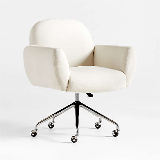 Imogen Ivory Upholstered Office Chair with Casters