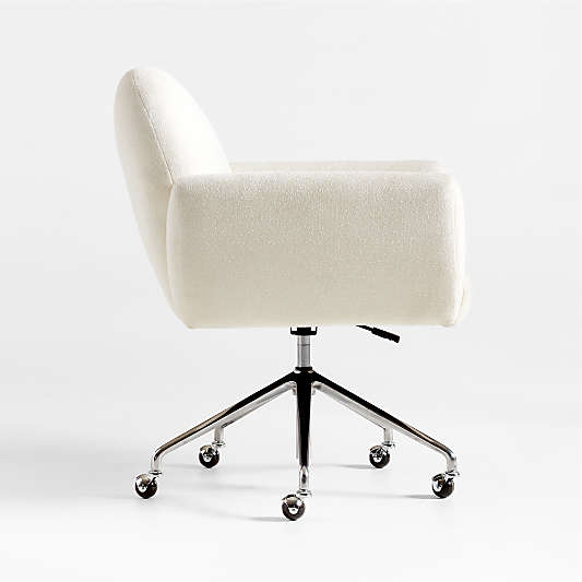 Imogen Ivory Upholstered Office Chair with Casters