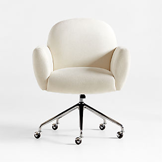 Imogen Ivory Upholstered Office Chair with Casters