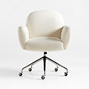 Imogen Ivory Upholstered Office Chair with Casters