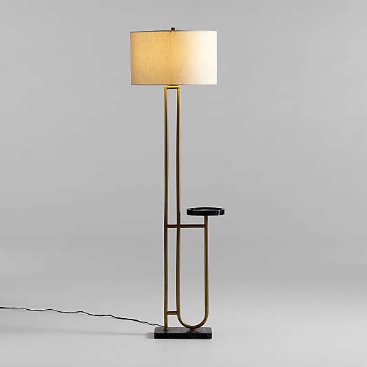 Imogene Brass Floor Lamp with Tray